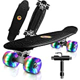 22" Skateboard Planche à roulettes avec LED Light Up Roues, Table en Plastique Renforcé, Mini Cruiser Roulement ABEC-7, pour Fille ...