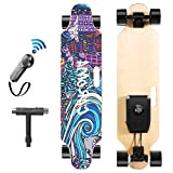 Caroma 36" Skateboard Electrique,Longboard Électrique avec Télécommande,Skateboard Électrique Adulte Adolescents,Moteur brushless 700W,Vitesse maximale 25 KM/H, portée 15KM-18KM (Noir)