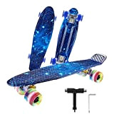CAROMA Penny Board, Skateboard pour Enfants, Skateboard avec Roues Lumineuses LED, Mini Cruiser Skateboard pour Fille Garçon Débutant, 22Inch/56cm