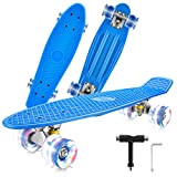 CAROMA Skateboard Enfant, Planche à roulettes avec LED Light Up Roues, Skateboard 22 Pouces Mini Cruiser Skateboard Fille Garçon Débutant