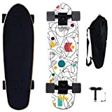 DFANCE Skateboard Cruiser Skateboard 7 Couches en éRable, Planche de Skate Complète 27"x8 avec Roulement ABEC-9 pour Adultes, Adolescents, Enfants ...