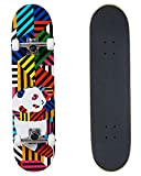 Enjoi Panda Stripes Skateboard complet en résine avec roues souples 7,8" Multicolore