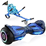 EVERCROSS Hoverboards 6,5 Pouces avec Siège,Hoverboards Bluetooth Activés par Application,Go Kart avec 3 Pédales Lumineuses, Scooter Auto-équilibré Anniversaire Enfants Adultes