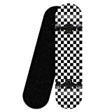 F&FSH Planche À roulettes Complète, Motif À Carreaux Noir Et Blanc 31" 7 Plis en Érable Concave Professionnel Double Kickboard ...