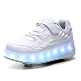 Garçons Filles USB Rechargeable skateboard Chaussures à roulettes 1Roue/2 Roues LED Patins à roulettes pour Unisexe Enfants Retractable Basket Roulette ...