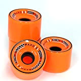 MAXOfit® Lot de 4 roues pour longbaord 70 x 55 mm colori orange - Dureté 78 A- sans roulement à ...