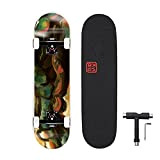 OLYSPM Skateboard Enfant Planche à roulettes 31"x8" Skateboard Complet,Planche en Bois d'érable 7 Couches avec des Roulements à Billes ABEC-9 ...