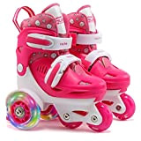 Patins à roulettes Roller Quad réglables pour Enfants et Adolescents, Chaussure Roller Roues Lumineuses idéal pour Débutants Patinage Filles et ...