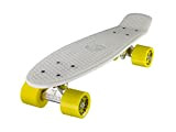 Ridge Glow In The Dark Retro Style Skateboard complet avec ABEC-7 roulements Blanc/Jaune - 56 cm