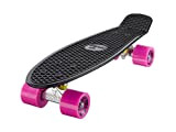 Ridge Skateboards 22" Original Mini Cruiser Skate 55cm Skateboard Planche a Roulettes Complète en 90 couleurs Noir/Rose
