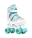 Sfr Skates SFR Spectra Adjustable Quad Skates Patins Mixte Enfant, Jeunesse, Pink/Green, 33-37