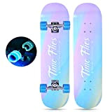 Skateboard Complet 7 Couches en éRable Longboard Skateboard pour Adultes Enfants Débutants Filles Garçons, 31"Skateboard avec LED Light Up Wheels ...