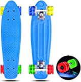 Skevic Skateboard 55 cm / 22" pour débutants adultes et enfants, mini Cruiser rétro avec All-in-One Skate T-Tool, Skateboard avec ...