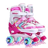 Sumeber Rollers en Ligne pour Enfants Taille réglable avec éclairage jusqu'à Roues Rose Chaussures de Patinage pour Fille Cadeau d'anniversaire ...