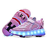 Super kids Enfant LED Chaussures avec roulettes LED Lumières Lumineux Baskets avec 4 Roues USB Rechargeable Double Rangée Patins à ...