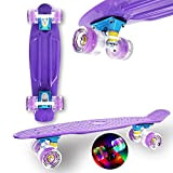 WeLLIFE - Skateboard Mini Cruiser RGX, planche de skateboard, 56 cm pour enfants, adultes, roues lumineuses PU 78A avec lumières ...