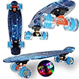 WeLLIFE Skateboard Mini Cruiser Série RGX Skate 22" 56cm pour enfants garçons adultes, Skateboard avec roues lumineuses PU 78A Cruiser ...