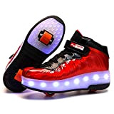 XOMAYI1 LED Chaussures à roulettes garçon Fille Respirant Patins à roulettes Double Roues Retractable Basket a Roulette Detachable Creative Gifts ...