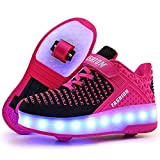 XOMAYI1 LED Chaussures à roulettes garçon Fille Respirant Patins à roulettes Double Roues Retractable Basket a Roulette Detachable Creative Gifts ...